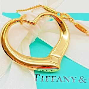 Tiffany & Co. Gold Plate Open Heart Necklace